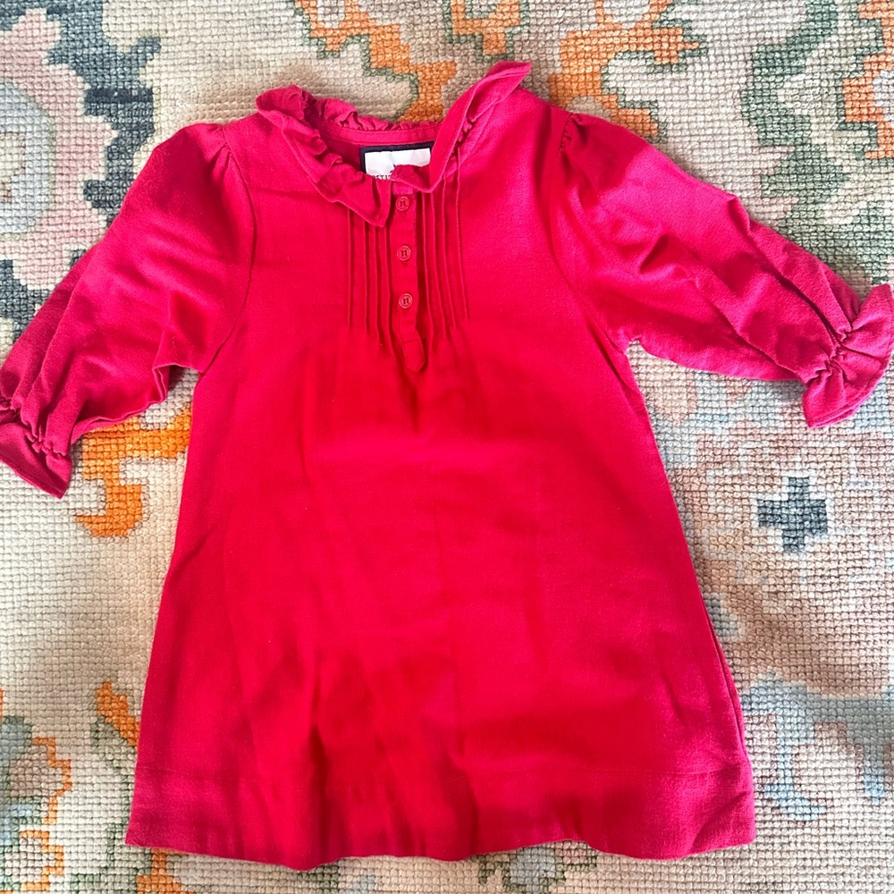 Red collared 2Y dress.